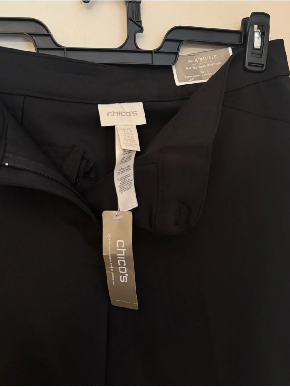 Chico’s The Ultimate Fit Beaded Hem Black Slim Ankle Pant NWT Size 1.5R US 10 - Picture 5 of 9
